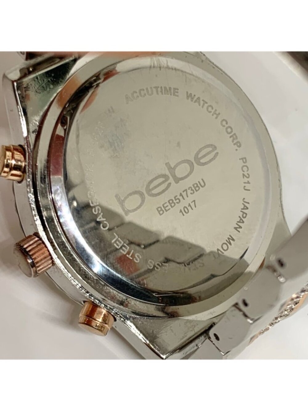 Bebe Women's two tone rhinestones Watch 38mm quartz analog 6” running - Picture 7 of 7